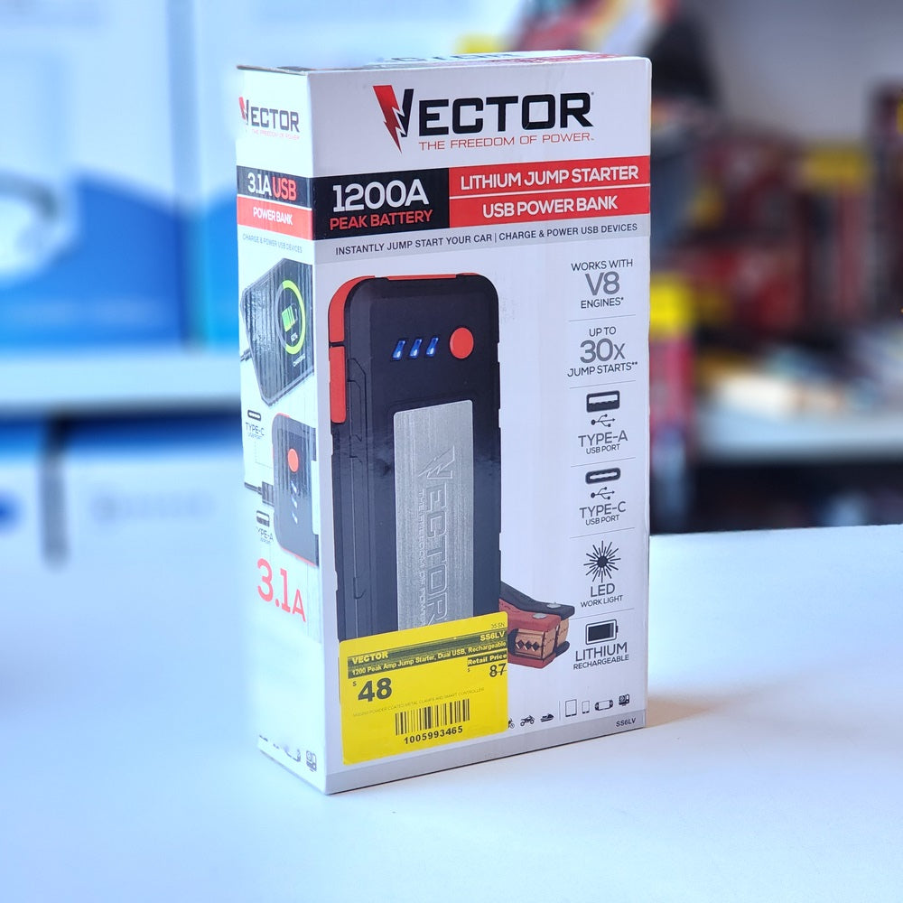 1200 Peak Amp Jump Starter, Dual USB, Rechargeable (SS6LV) 1200 Peak Amp Jump Starter, Dual USB, Rechargeable (SS6LV)